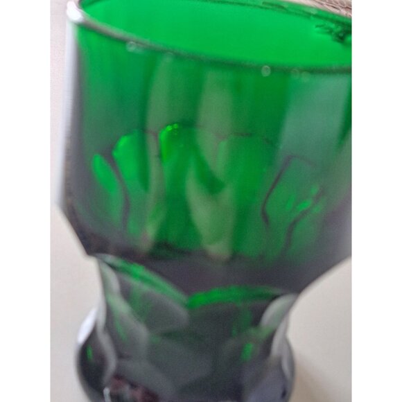 Anchor Hocking Georgian Forest Green Glass Goblet 4.5" Vintage Drinking Glass - Picture 5 of 7